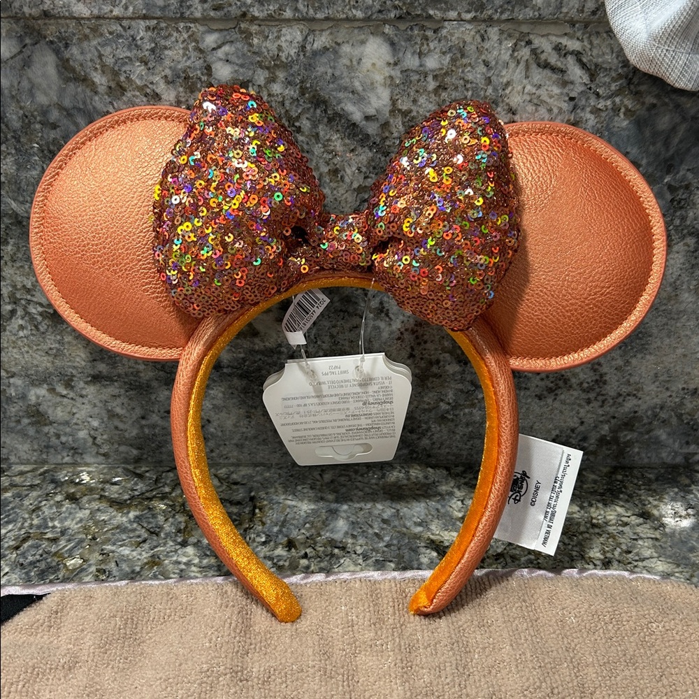 NWT Disney Minnie Mouse Ear Headband in Peach Punch - Picture 3 of 4